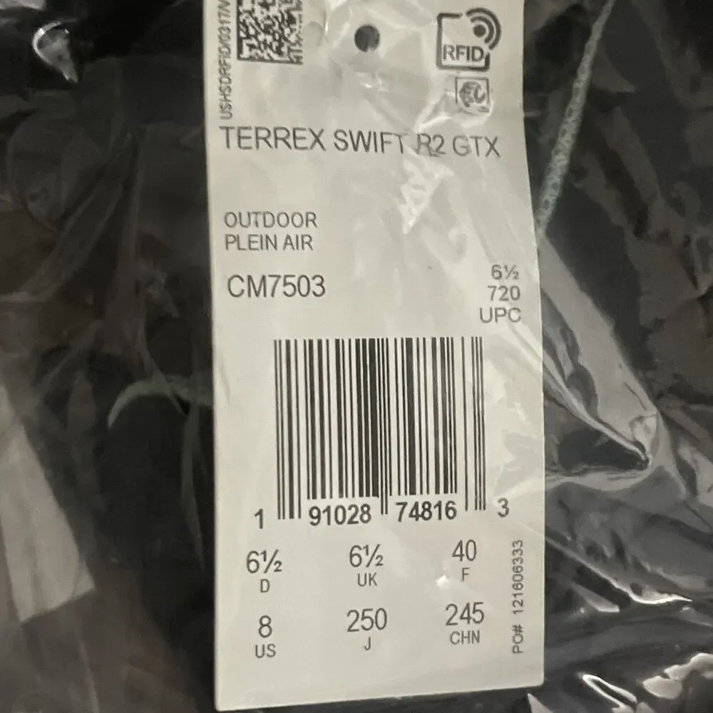 Adidas Terrex SWIFT R2 Goretex Women's 8 Black Hiking Shoes Athletic Sneaker NEW